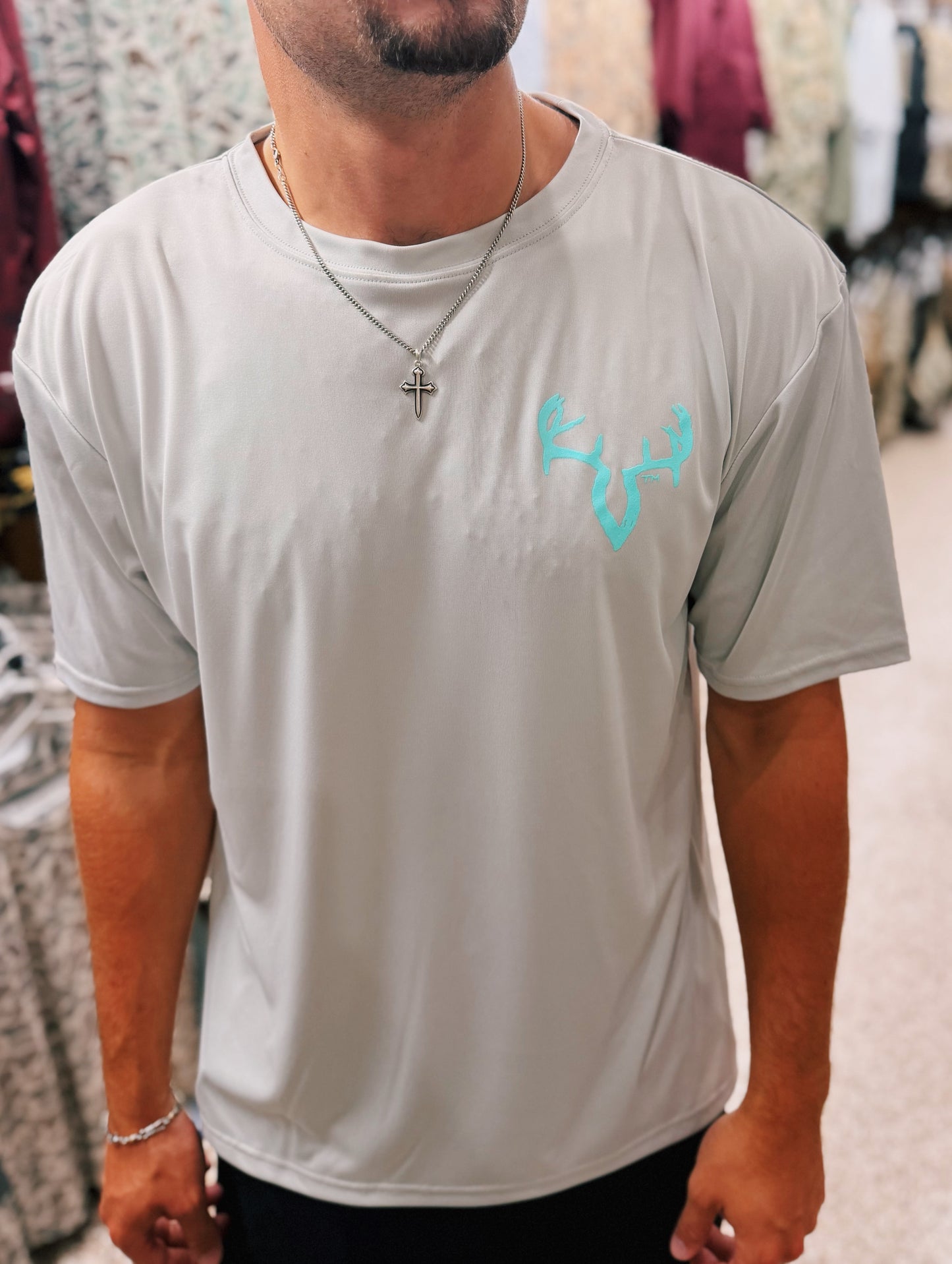 AQUA/GREY DRI FIT TSHIRT
