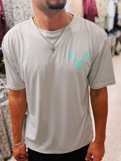 AQUA/GREY DRI FIT TSHIRT
