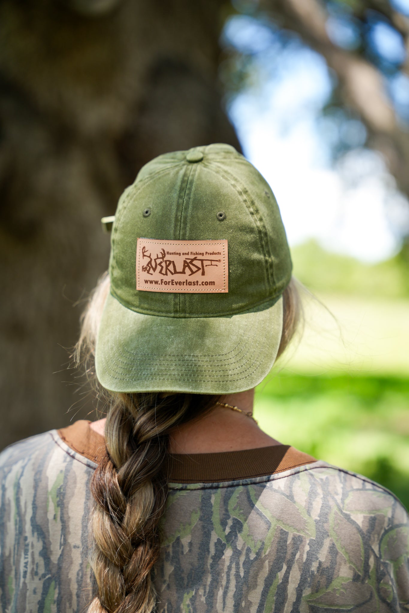 FOREVERLAST GREEN LEATHER PATCH CAP