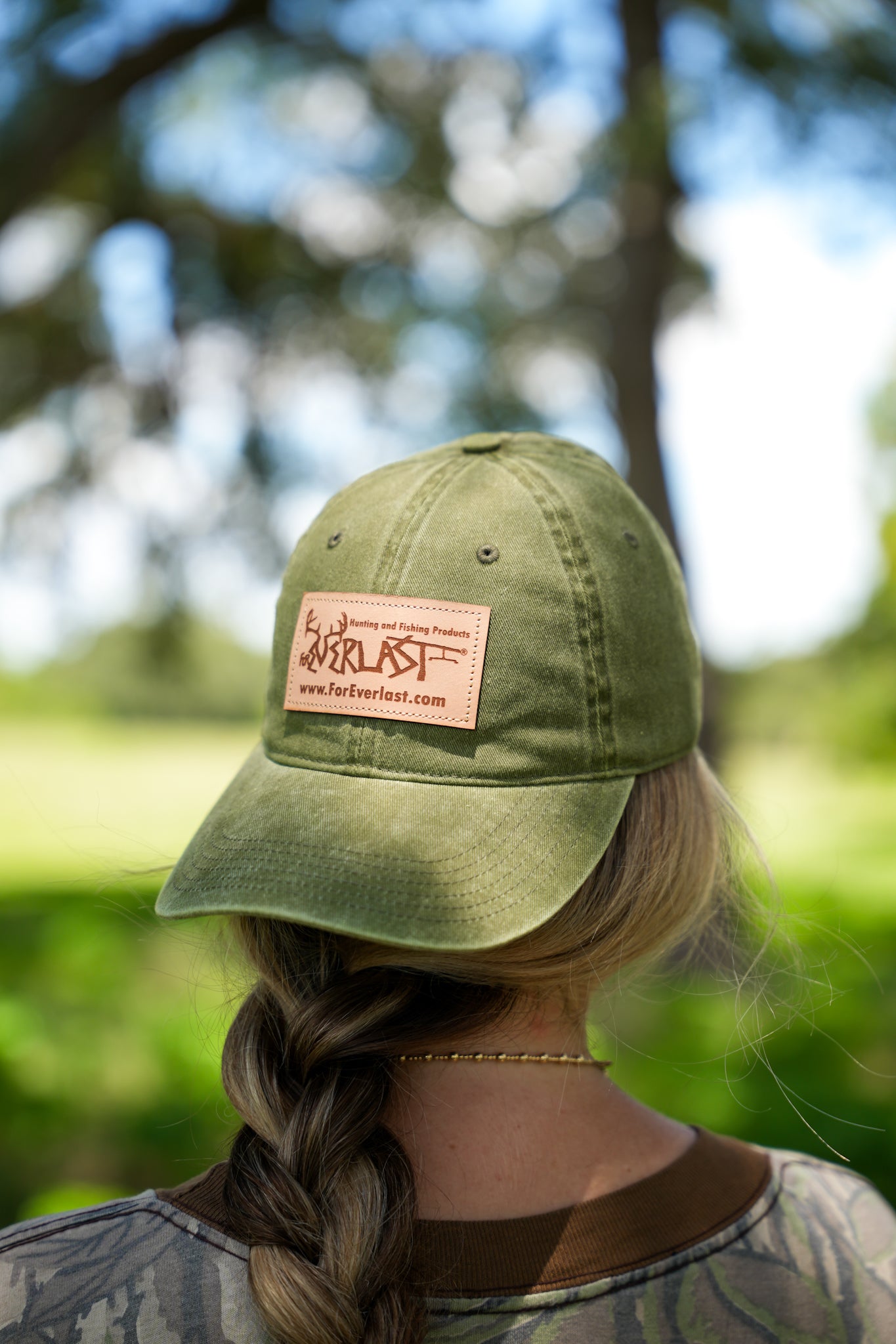 FOREVERLAST GREEN LEATHER PATCH CAP