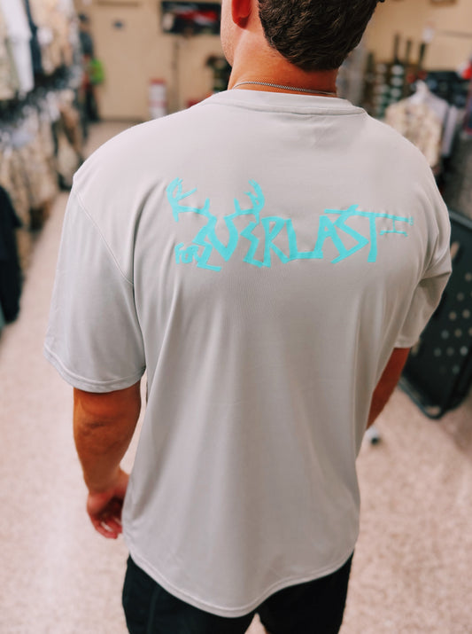 AQUA/GREY DRI FIT TSHIRT